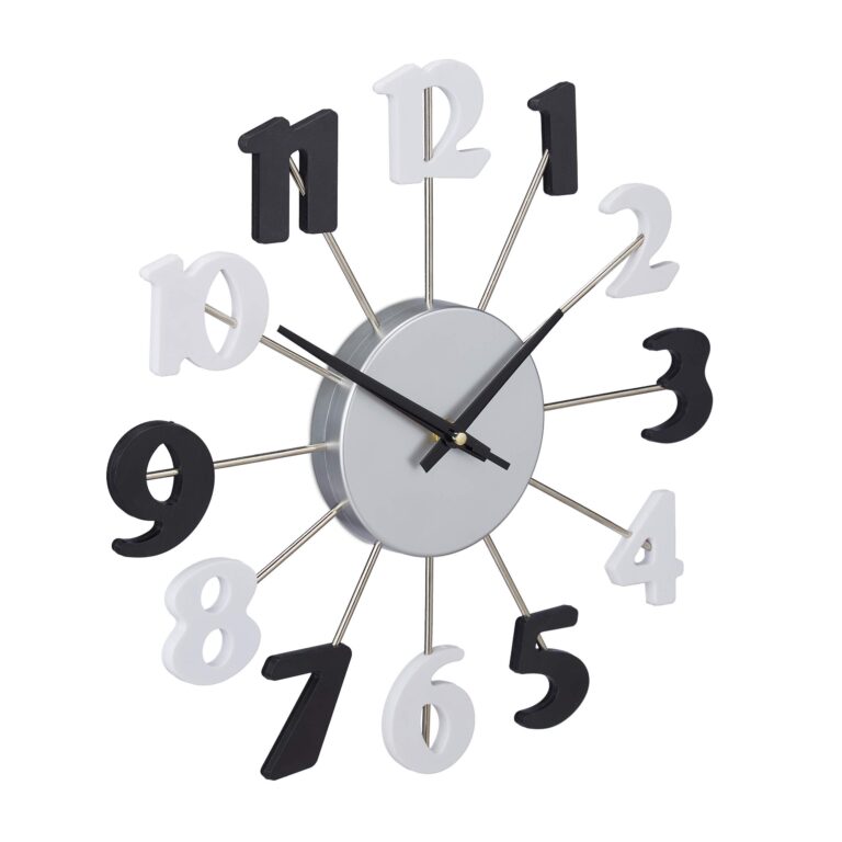 Relaxdays Wall Clock, Modern, Battery Powered, Analog, Second Hand, Numerals, Diameter 35cm, Black/White