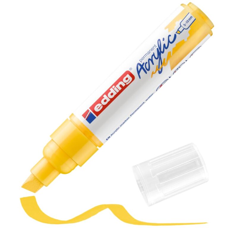 edding 5000 Large Yellow Acrylic Marker 1 Acrylic Paint Marker 5-10mm Chisel Tip Acrylic Brush for Drawing on Canvas, Paper, Wood, Acrylic Marker for Stones/Bowls